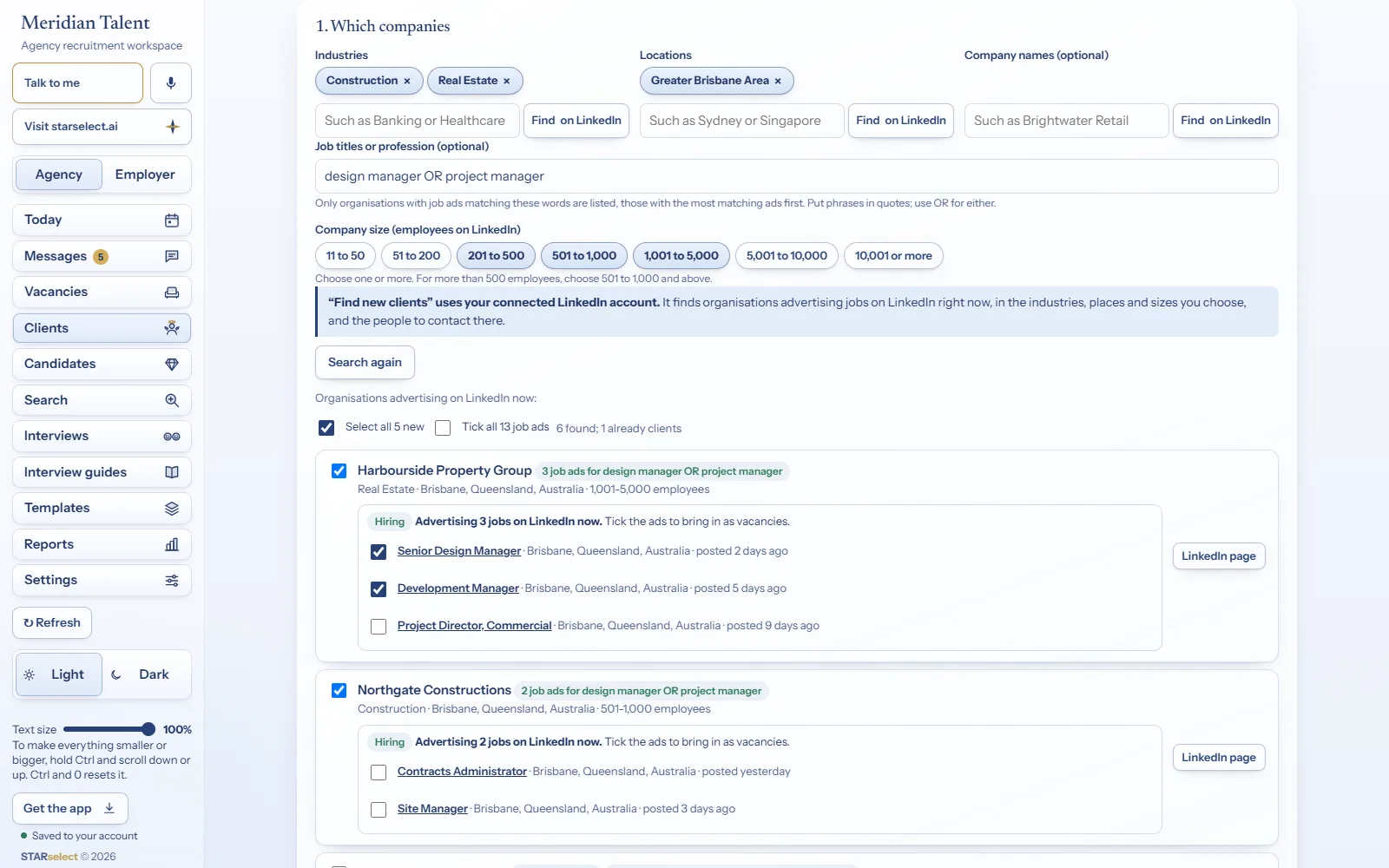 Companies advertising roles right now, filtered by industry, location and size